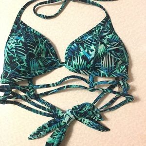 Pink Turquoise Bikini Top